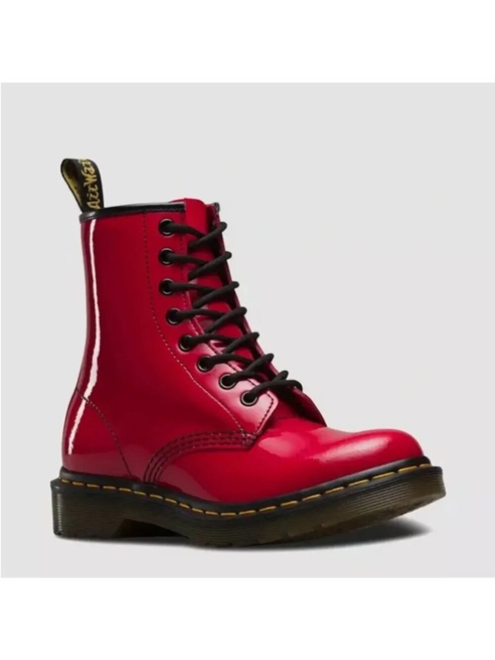 Dr. Marten's Cherry Red Patent Combat Boots, Big Kids Size 4